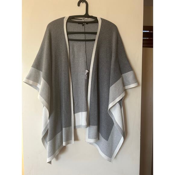 Rachel Roy Collection Open Poncho Shawl Wrap Colorblock Flowy Grey White Size M - Picture 4 of 9